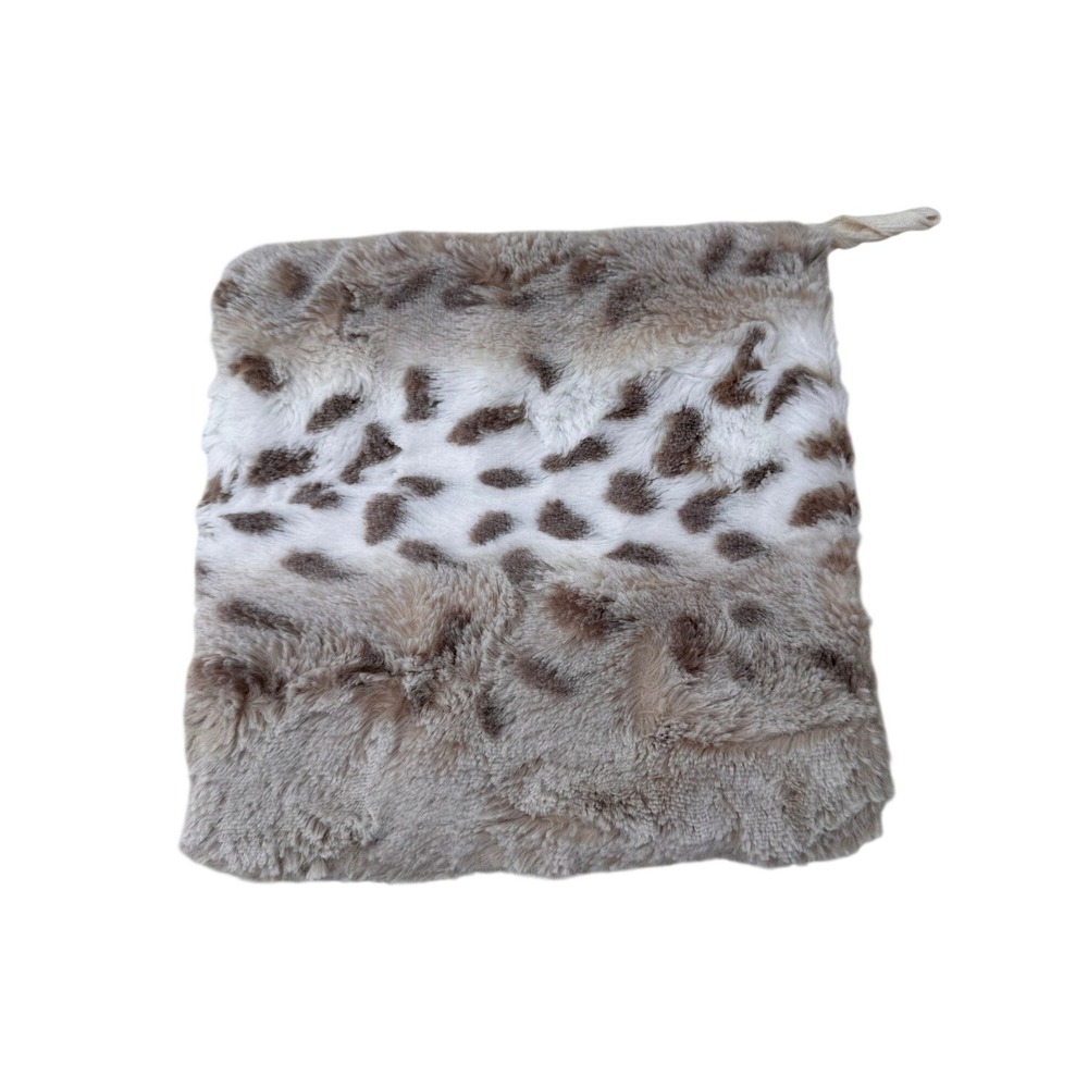 Unbranded Faux‎ Fur Leopard Print Plush Square 8x8 Tan Brown White Nursery Decor